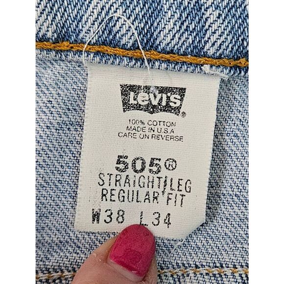 LEVIS 505 Straight Jeans Mens 38 x 34 Vintage 90's - Picture 5 of 6